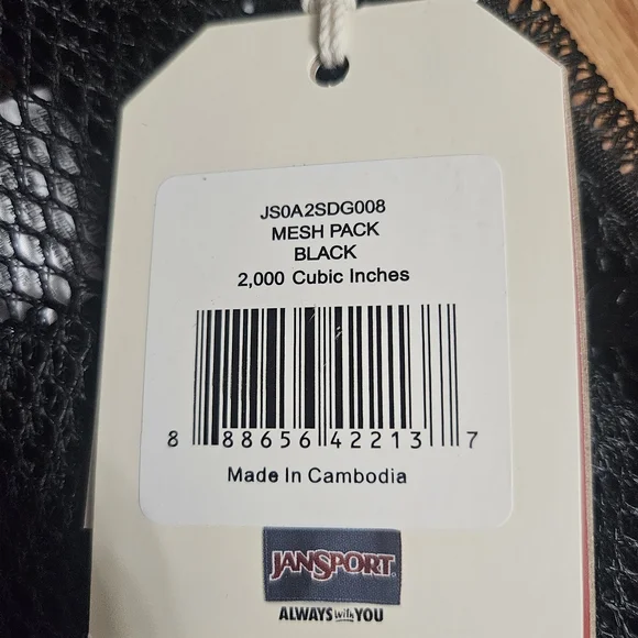 JanSport Black Mesh Backpack - Picture 2 of 3
